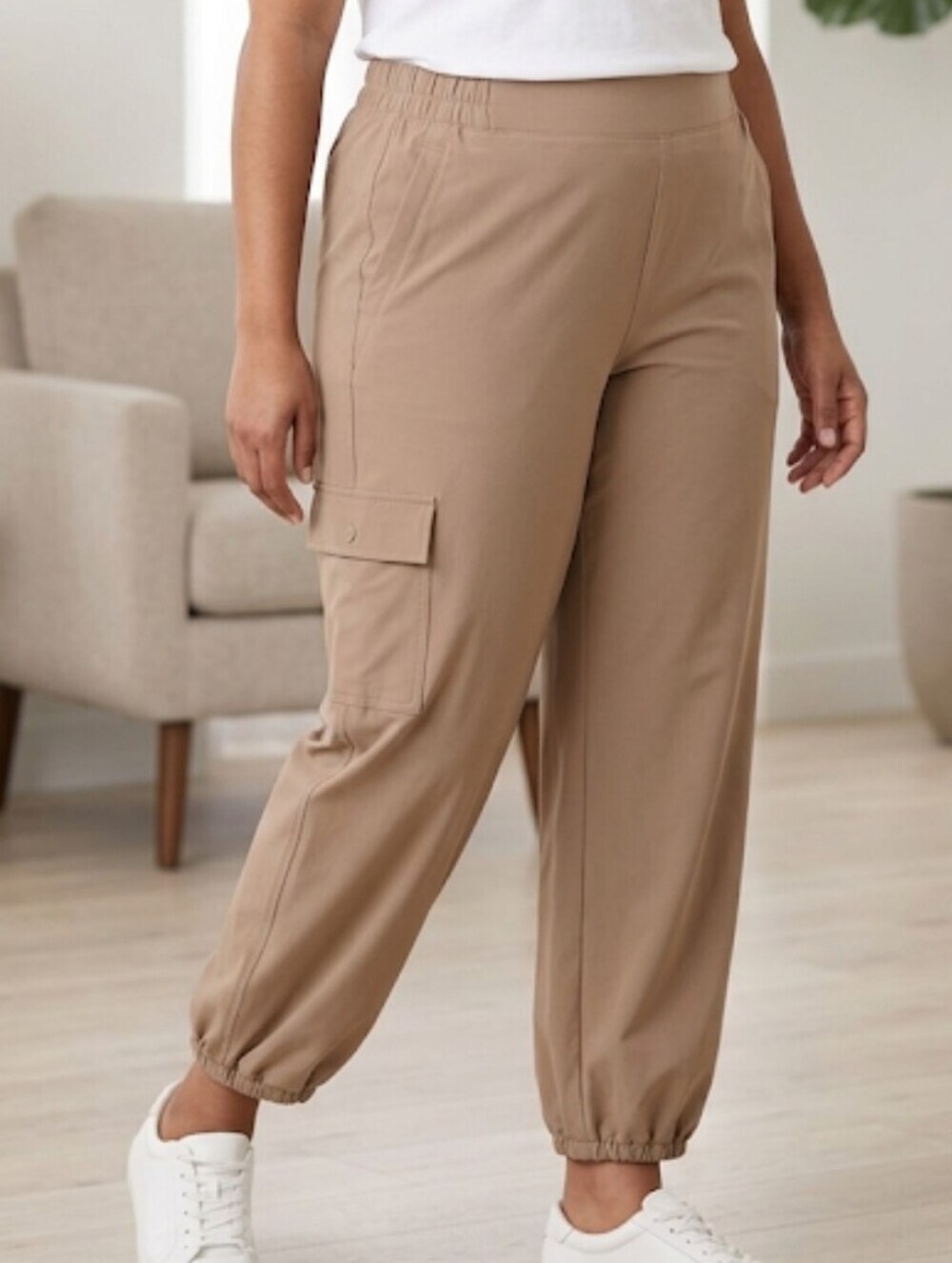 Chico's Parachute Jogger Pants Women's Large Taupe Color Lightweight Gorpcore